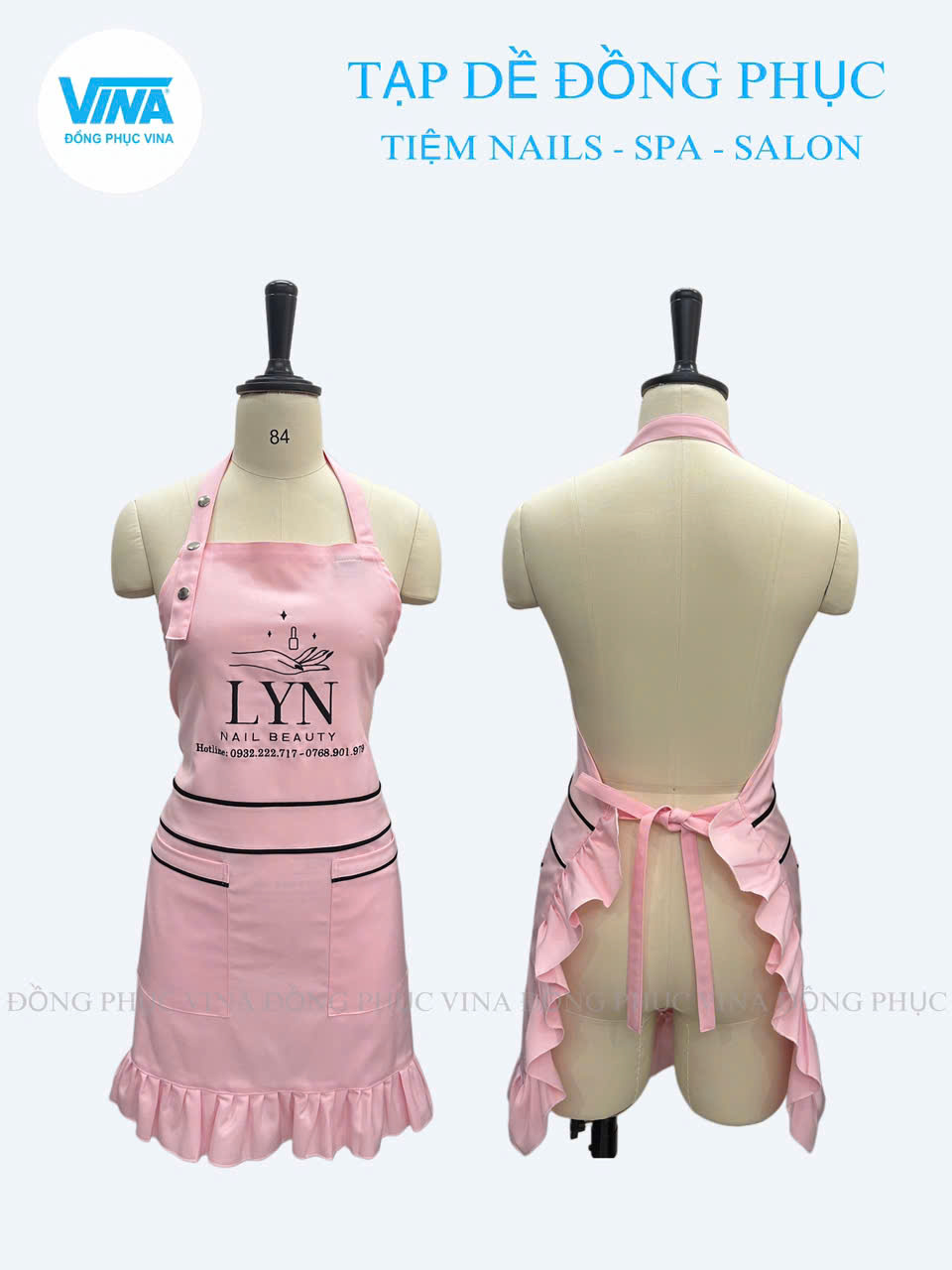 Tạp dề nail nhún bèo